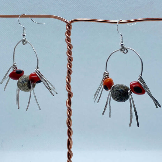 Lucky bean seed earrings from Africa hand made in to  hoop earring 