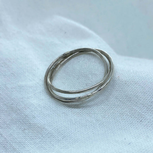 anxiety ring spinning  handmade from three interlinked rings 