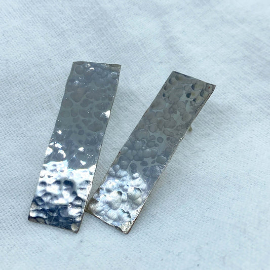 Earrings hammered textured square