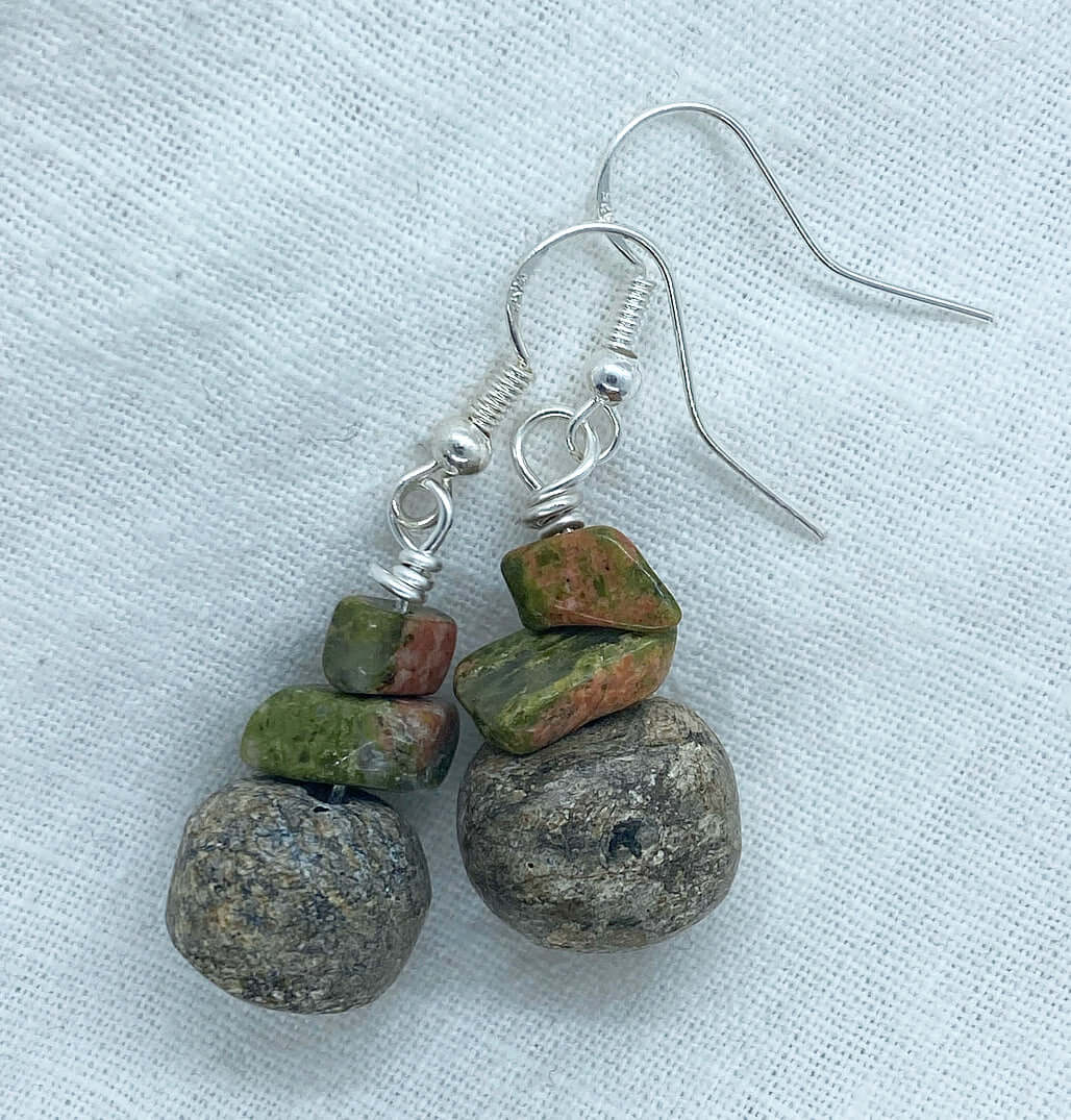 Personalised  Earring are made from 30,000 year mammoth beads found on the Jurassic coast in the south of England