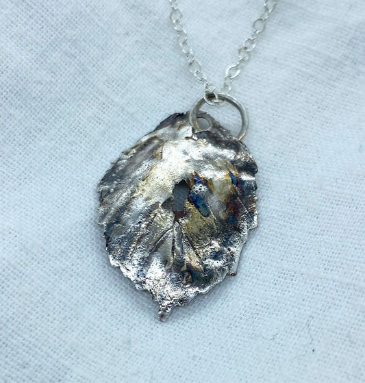 Leaf pendant necklace silver jewellery 